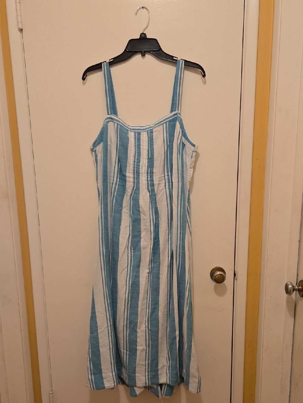 Sonoma Aqua & White Striped Sleeveless Midi Dress